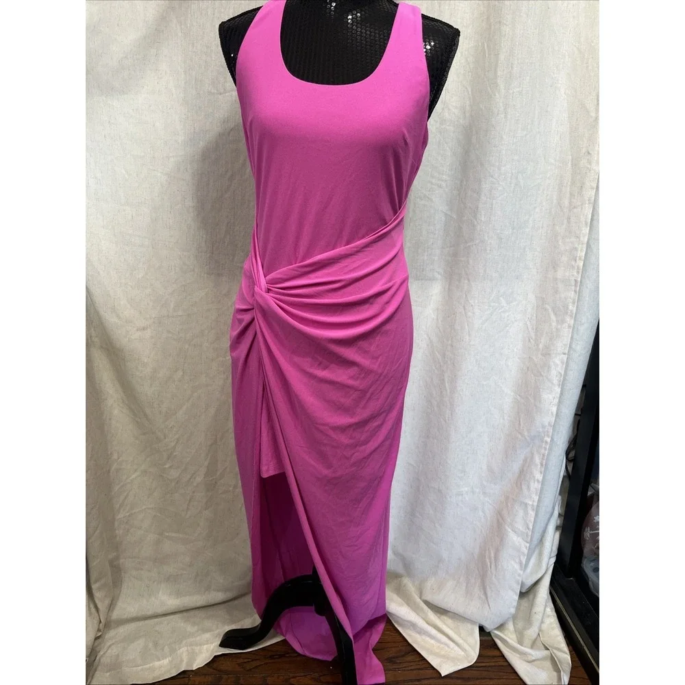 ONE33 DARCY MAXI DRESS IN FUCHSIA PINK WRAP OPEN SLIT UNDERSKIRT SIZE 4